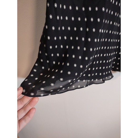 Jones New York 12 Silk Skirt Black White Polka Dot Ruffle Hem - Picture 4 of 9